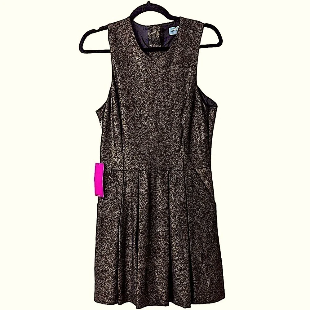 NWT Hunter Dixon Brown Metallic Fit and Flare Dress Size 8